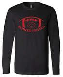 Haymaker Red Football Long Sleeve Bella Canvas Tee